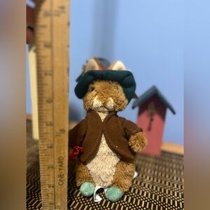 Gund Plush Rabbit with Brown Coat and Green Hat